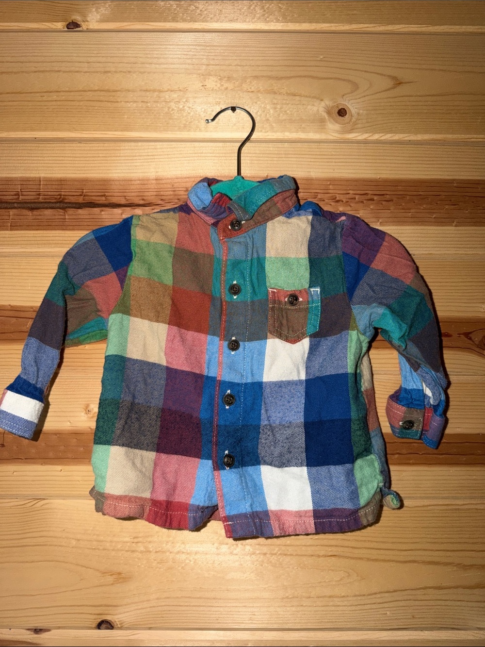 wonder nation Multicolor Plaid Button-Down Shirt — Blue, Green, Red, Purple
